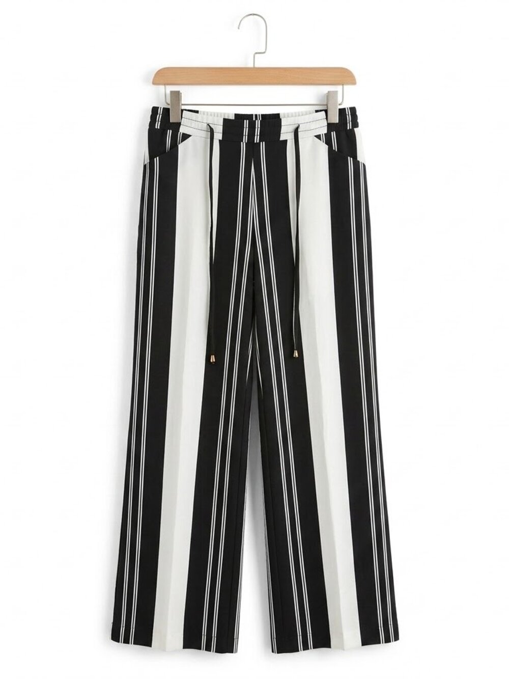 INC NWT Striped Wide Leg Pants Black White PP $70 Retail